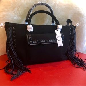 Black Summer&Rose Fringe Purse